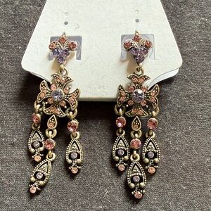 Pink and Purple Dangle Chandelier Earrings